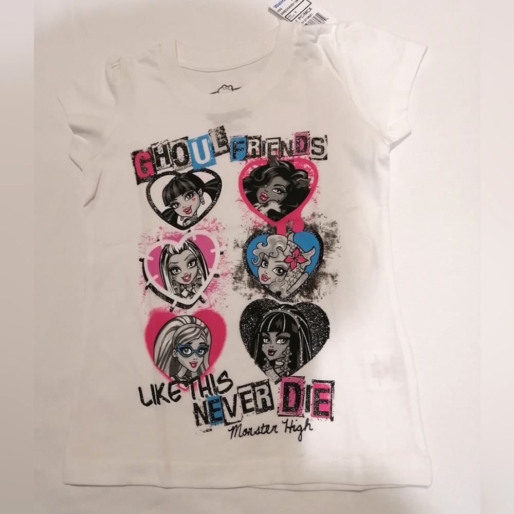 🔥SALE🔥 Monster High Ghoul Friends Girl's White Tee NWT Size 4